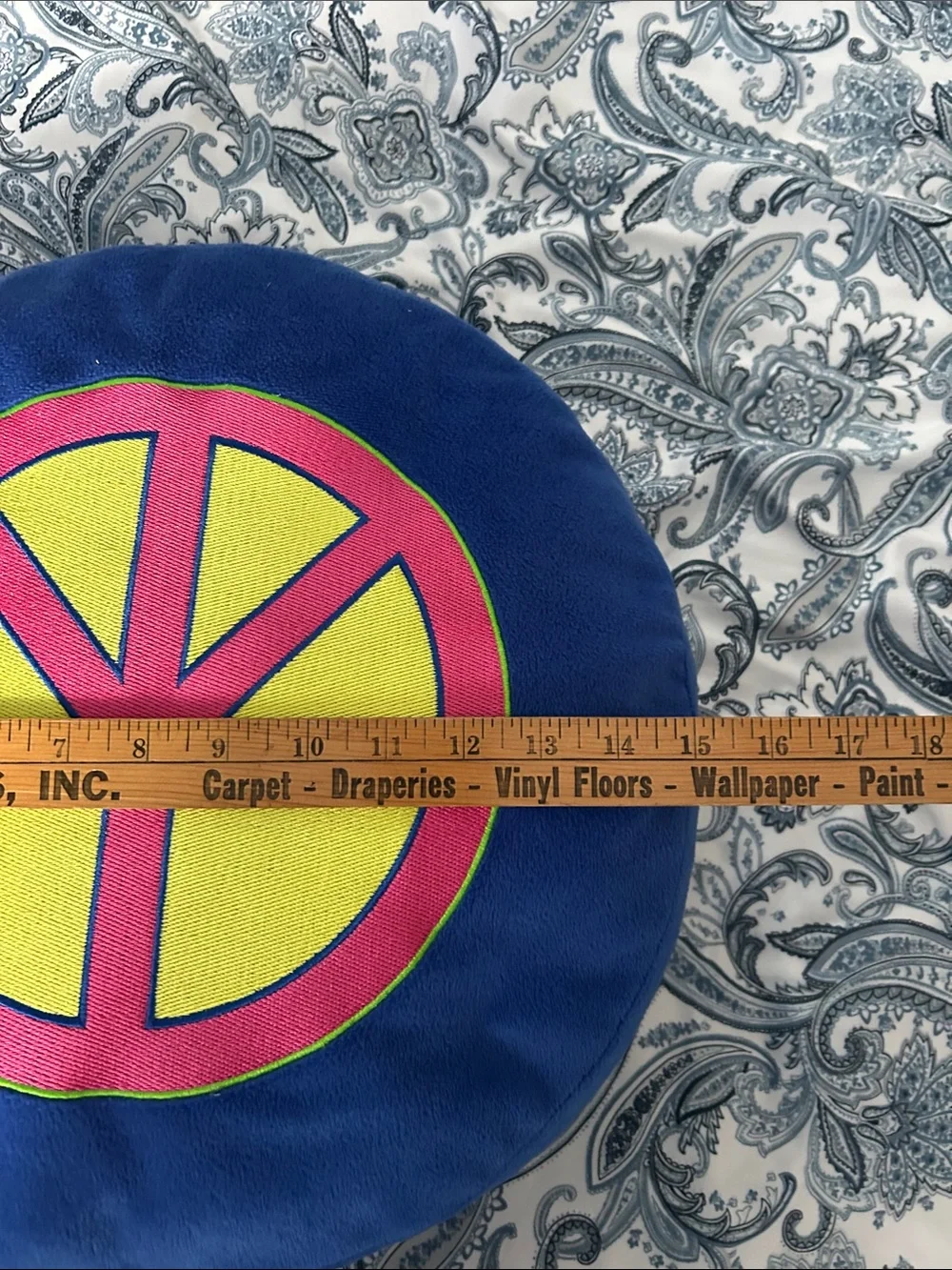 Blue Round Peace Symbol Throw Pillows - Unbranded -embroidered appliqué
